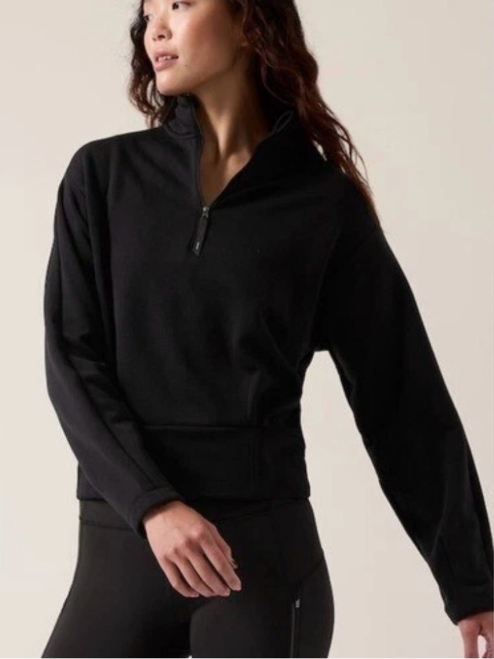 Athleta Large Black Altitude Polartec Half Zip Pullover Sweatshirt